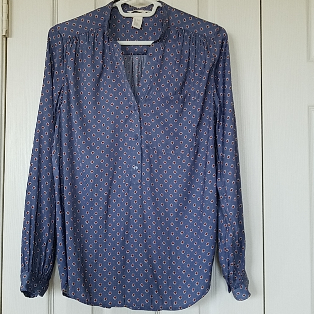 Federal blue patterened blouse
